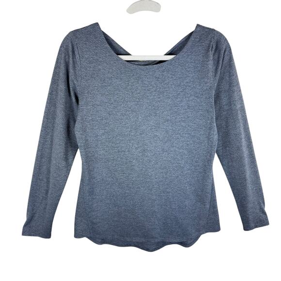Athleta Gray Criss Cross Scoop Back Long Sleeve Lightweight Athletic Top Size S - Picture 1 of 6